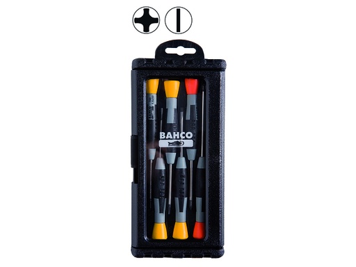 [706-1] Precision screwdrivers set 6 pcs slotted 1,5x50, 2x50, 2,5x50, 3x50, PH0x50, PH1x75mm