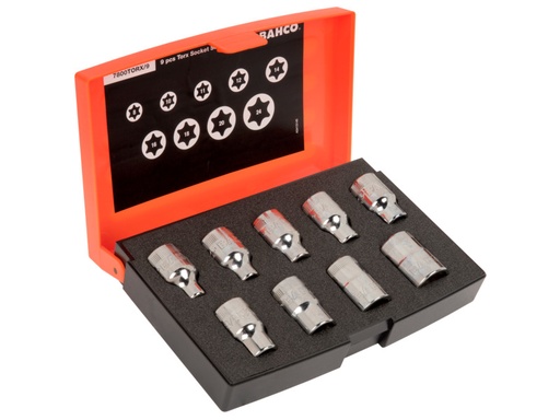 [7800TORX/9] Padrunvõtmete komplekt Bahco 7800TORX sise Torx E8-E24 1/2"