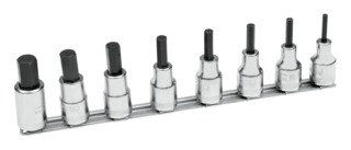 [7808HM] Hexagon socket drivers 7809M set on rail 4-14mm 8 pcs 1/2"