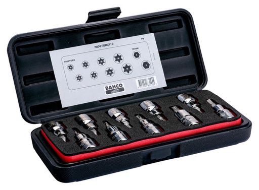 [7809TORX/10] Socket drivers 7809TORX set T20-T55 and PH2/3 10 pcs 1/2"