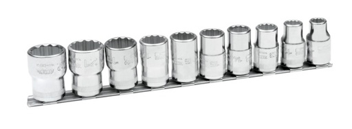 [7810MB] Double hexagon sockets 7800DM set on rail 10-22mm 8 pcs 1/2"