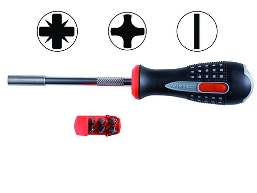 [808050A] Bit holder screwdriver 1/4" + bits PH1/2,PZ1/2,SL4,5/5,5 6pcs