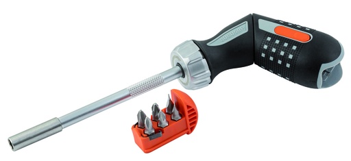[808050P] Pistol handle ratcheting screwdriver with bits PH1/2,PZ1/2,SL4,5/5,5 6 pcs