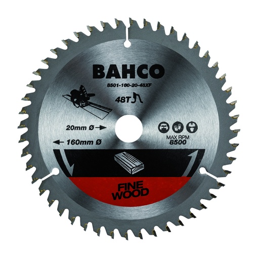 [8501-160-20-48XF] Circular saw blade Bahco 160x20mm 48H 5°, for plunge saws, for wood