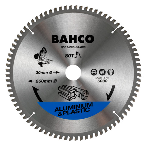 [8501-260-30-80S] Saeketas Bahco 260x30mm 80H -5°, (25mm adapter), alumiiniumile