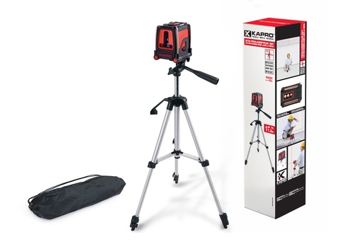 [872_SET] Lazerinis nivelyras Kapro Prolaser Plus cross 2 linijos su trikoju 1,3m