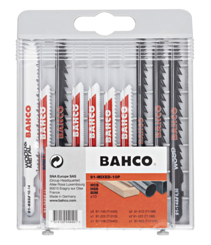 [91-MIXED-10P] Jigsaw blades set 10pcs, T-shank, for metal, wood and plastic