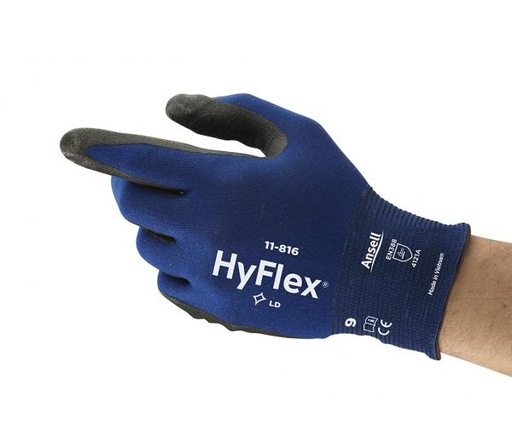 [AN11816100] Töökindad Ansell HyFlex 11-816, suurus 10. Eriti õhukesed nailon, spandeks. Peopesa vahtnitriiliga kaetud