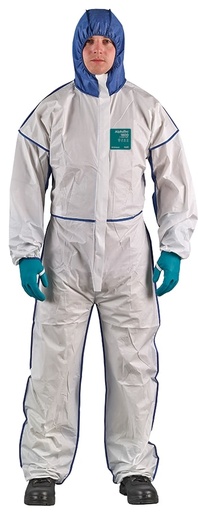 [ANWN18B-00195-05] Disposable coverall Type 5/6 Ansell Alphatec 1800 Comfort, white/blue, beathable full back, size XL