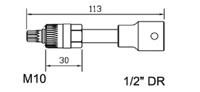 [BE500P2407] Special socket XZN M10 x 113mm, 1/2" drive