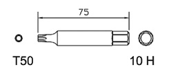 [BE500P2409] Special bit T50 x 75mm, 10H