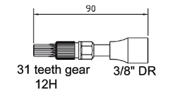 [BE500P2422] Special socket 12H x 90mm, 1/2" drive
