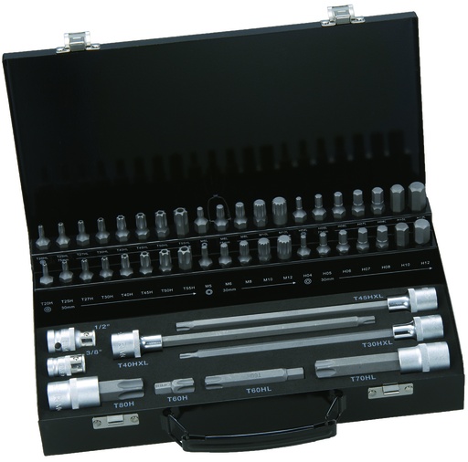 [BE5049T] 10 mm uzgaļu komplekts 49 gab Torx, HEX, XZN M