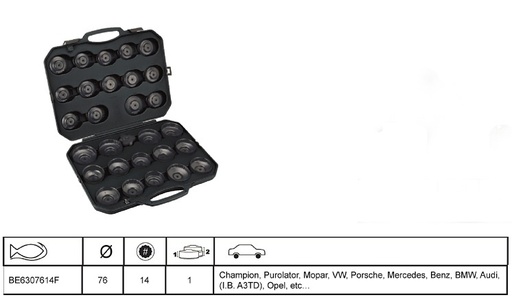 [BE6307614F] Oil filter cup diam 74mm 14 ribs