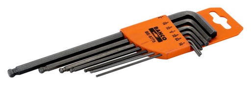 [BE-9775] Set of long ball end black finish hexagon offset screwdrivers 5/64"-3/16" 7 pcs
