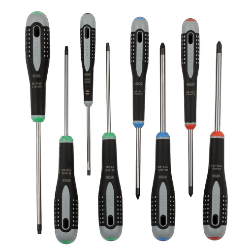 [BE-9872] Screwdriver set ERGO™ 8 pcs - PH1/2; PZ1/2; SL3,5,T15/20/25