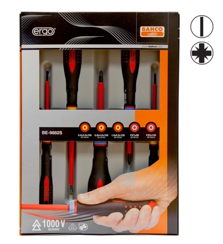 [BE-9882S] Insulated screwdriver set ERGO™ 5 pcs - SL3,0/4,0/5,5; PZ1/2 - 1000V VDE