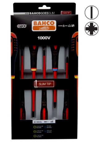 [BE-9882SL] Insulated screwdriver set ERGO™ slim 5 pcs - PZ1/2; SL3,0/4,0/5,5 - 1000V VDE