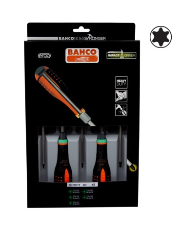 [BE-9885TB] Screwdriver set ERGO™ through blade 5 pcs - T15/T20/T25/T30/T40