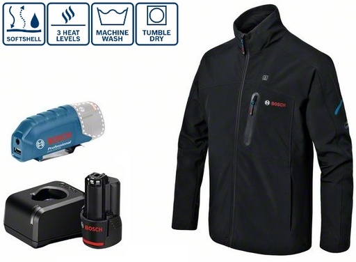 Heated outdoor jacket Bosch GHJ 12V+18V + GAA 12V-21, (1x2.0Ah), size M