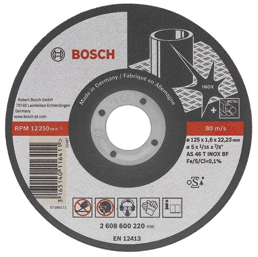 [BO2608600220] Cutting disc 125x1,6x22,23mm, INOX