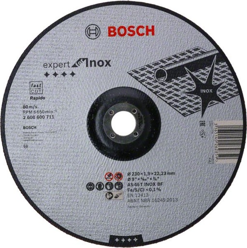 [BO2608600711] Абразивный отрезной диск 230x1.9x22.23мм, INOX Rapido