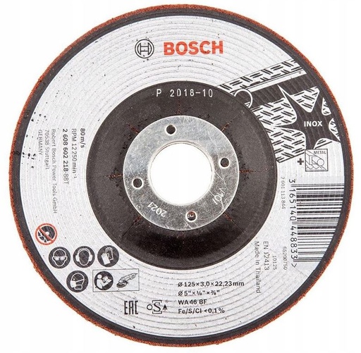 [BO2608602218] Crinding disc 125x3x22.23mm, INOX + Metal