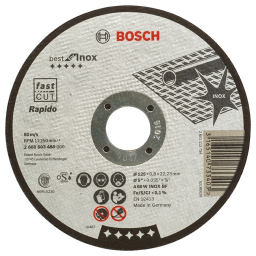 [BO2608603488] Cutting disc 125x0.8x22,23mm, INOX
