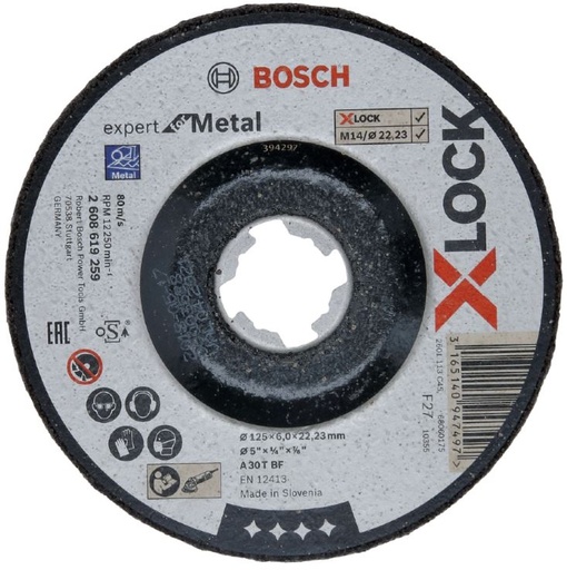 [BO2608619259] Grinding disc 125x6x22.23mm, Expert for metal, X-LOCK