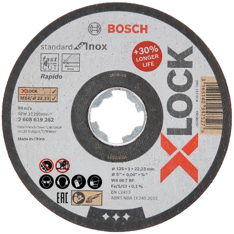 [BO2608619262] Lõikeketas 125x1x22.23mm, Standard INOX, X-LOCK
