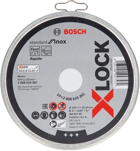 [BO2608619267] Cutting disc 125x1x22,23mm, Standard INOX, X-LOCK - 10pcs