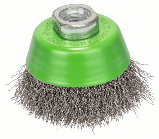 [BO2608622061] Wire cup brush for angle grinder, crimped stainless steel wire 0,30mm, Ø65mm, M14