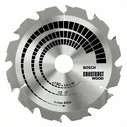 [BO2608640633] Bosch sawblade 190x30x2.6/1.6mm, 12HB, Construct wood