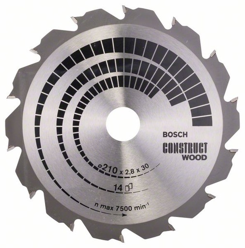 [BO2608640634] Bosch sawblade 210x30x2.8/1.8mm, 14HB, Construct wood