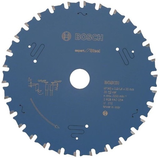 [BO2608643054] Bosch sawblade 160x20x2.0/1.6mm, z30, Expert Steel