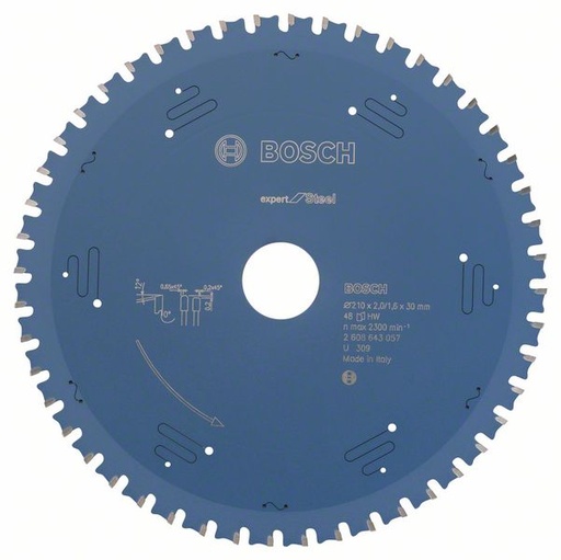 [BO2608643057] Bosch sawblade 210x30x2.0/1.5mm, z48, Expert Steel