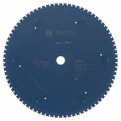 [BO2608643062] Bosch zāģa disks 355x25,4x2.6/2.2mm, z80, Expert Steel