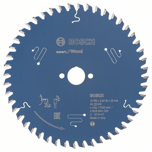 [BO2608644024] Bosch sawblade 165x20x2.6/1.6mm, 48T, Expert for Wood