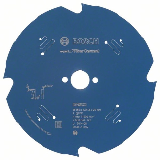 [BO2608644122] Bosch sawblade 165x20x2.2/1.6mm, z4, Fiber Cement