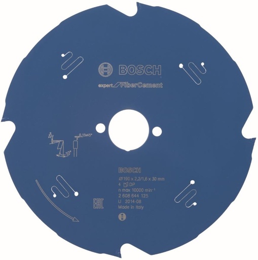 [BO2608644125] Bosch sawblade 190x30x2.2/1.6mm, z4, Fiber Cement