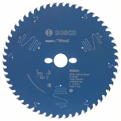 [BO2608644342] Bosch sawblade 254x30x2.6/1.8mm, 48T, Expert for Wood
