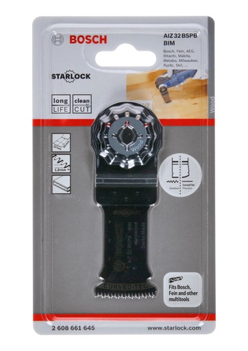 [BO2608661645] Daudzfunkcionāls asmens Bosch AIZ 32 BSPB wood, 32mm, Starlock