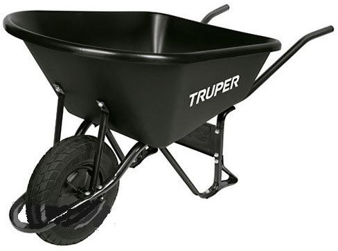 [CAT-60PL] Käru aeda ja ehitusele plastikust kastiga 120L, tugevdatud õhukummiga ratas Truper®