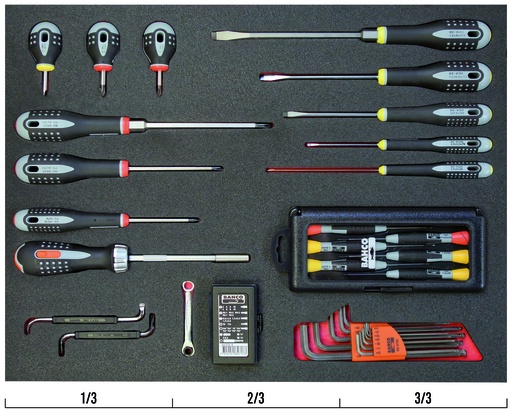 [FF1A17] Ergo atsuktuvų rinkinys, coliniai šešiakampiai, preciziniai atsuktuvai, aviacinių antgalių rinkinys parolone Bahco Fit@Go 3/3