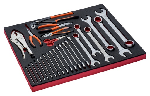 [FF1A26] Tools set 27 pcs in foam (Cutting + Snipe Nose + Grip + Slip Joint + Grip & Wrenches 6-32mm)