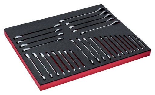 [FF1A3004] Combination wrenches 111M 6-24mm and combination ratcheting wrenches 1RM 8-19mm set 30 pcs in foam inlay