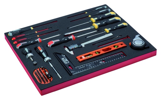 [FF1A49] Tools set 20 pcs in foam (screwdrivers, measuring tape, scriber, digital caliper, square, level))