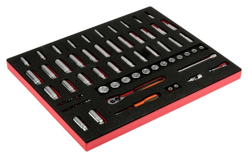 [FF1A54] 1/4" ja 3/8" socket set 75pcs in foam (S330L, S1612L, S0180L)