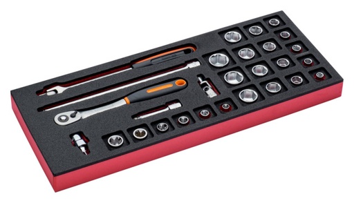 [FF1E2103] 3/8" sockets and accessories set 28pcs Fit&Go 1/3 foam