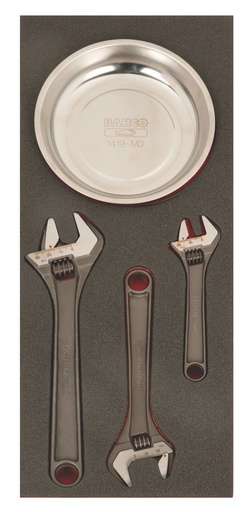 [FF1E3011EH] Adjustable wrench set 3pcs + magnetic dish Fit&Go 1/3